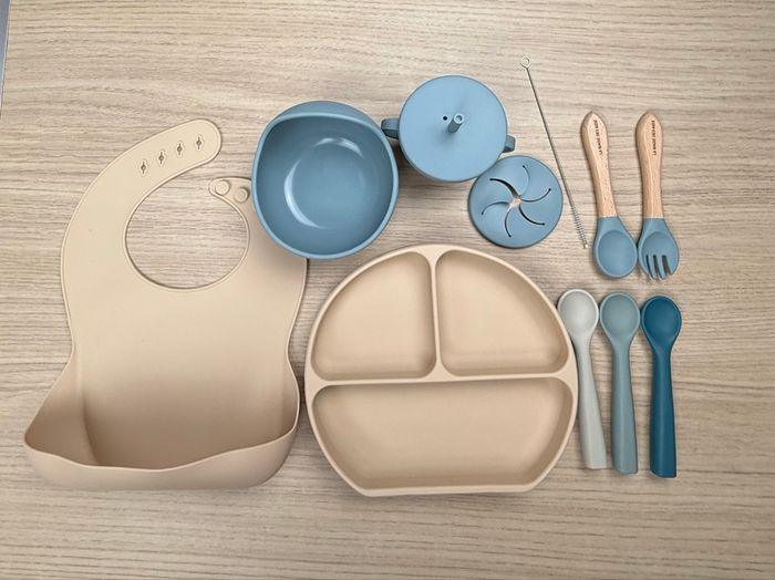 Coffret Repas Bébé Garçon 9 Pièces Silicone Sans BPA – Idéal DME ou Cadeau – Neuf - photo numéro 2