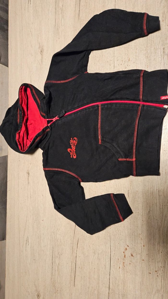 Gilet noir et rouge à capuche et manches longues, asymétrique, Levi's, 10 ans - photo numéro 4