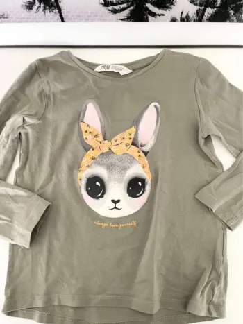 T-shirt kaki lapin h&m 98-104cm