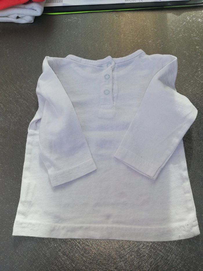 Tee-shirt manches longues blanc 6 mois fille Kimadi - photo numéro 4