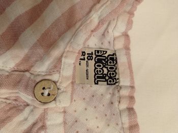 Magnifique petite tunique en lin avec bouton en bois doubler voir photos taille 18 mois 81 cm marque tape à l'oeil avec bouton en bois matière lin