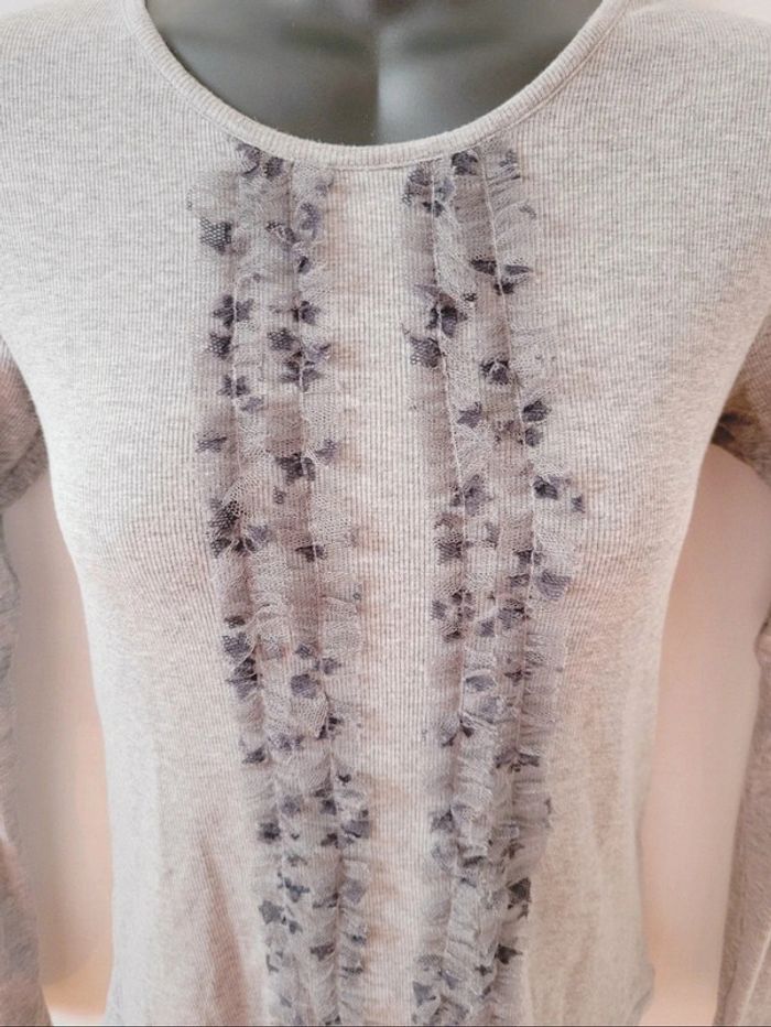 Tee shirt manches longues dentelle grise étoiles - photo numéro 2