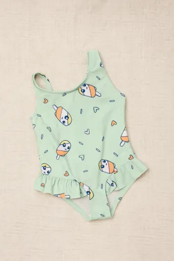 💚Maillot de bain bébé fille – vert motif glaces - 18 mois