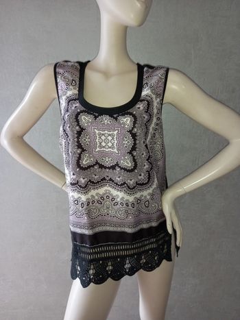 débardeur noir et mauve avec dentelle DDP taille 42