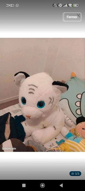 Peluche tigre blanc 