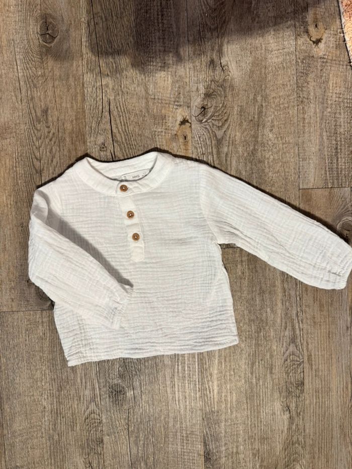 Chemise en gaze de coton col Mao - Mango