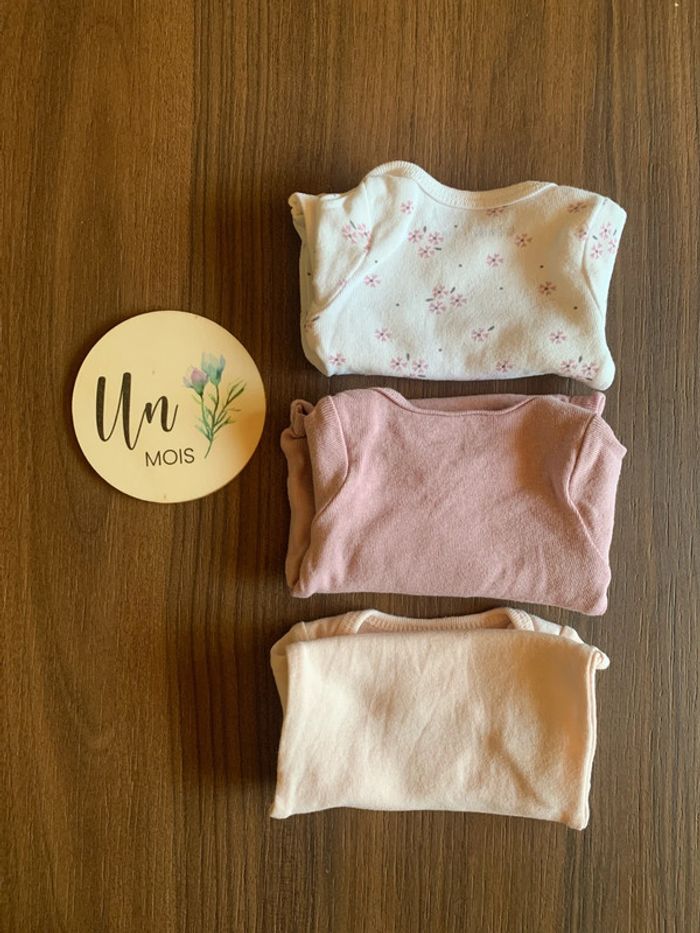 Lot 3 bodies Gémo 1 mois rose fille - photo numéro 5