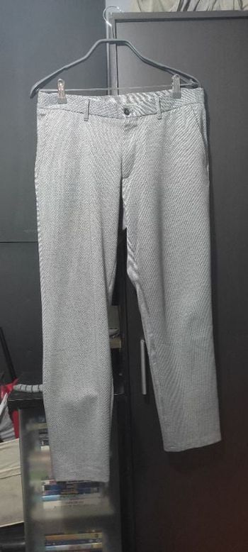 Pantalon droit décontracté gris chiné
