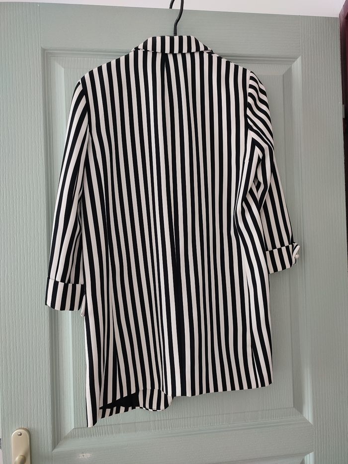Blazer mi long rayé / à rayures manches 3/4 - photo numéro 2