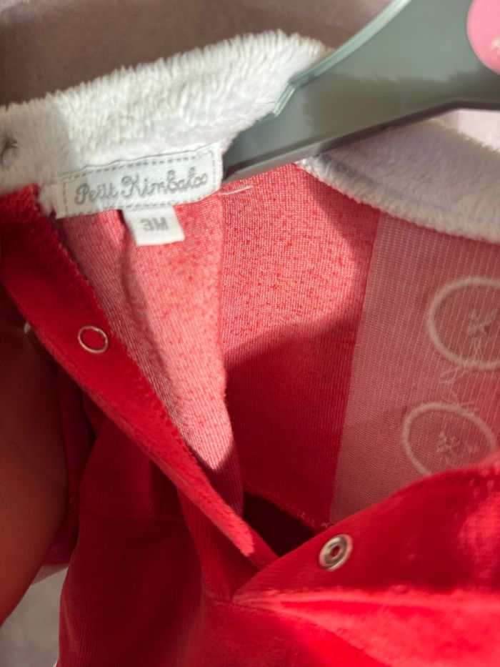 Ensemble bébé Noël – Petit Kimbaloo – Velours rouge – 3M - photo numéro 3
