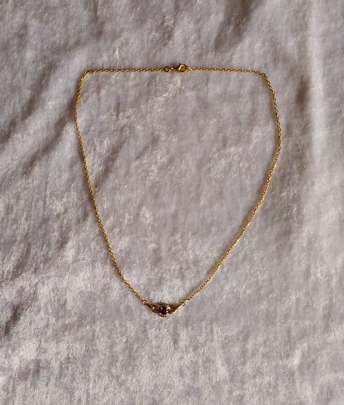 Collier fantaisie doré et rouge - photo numéro 2