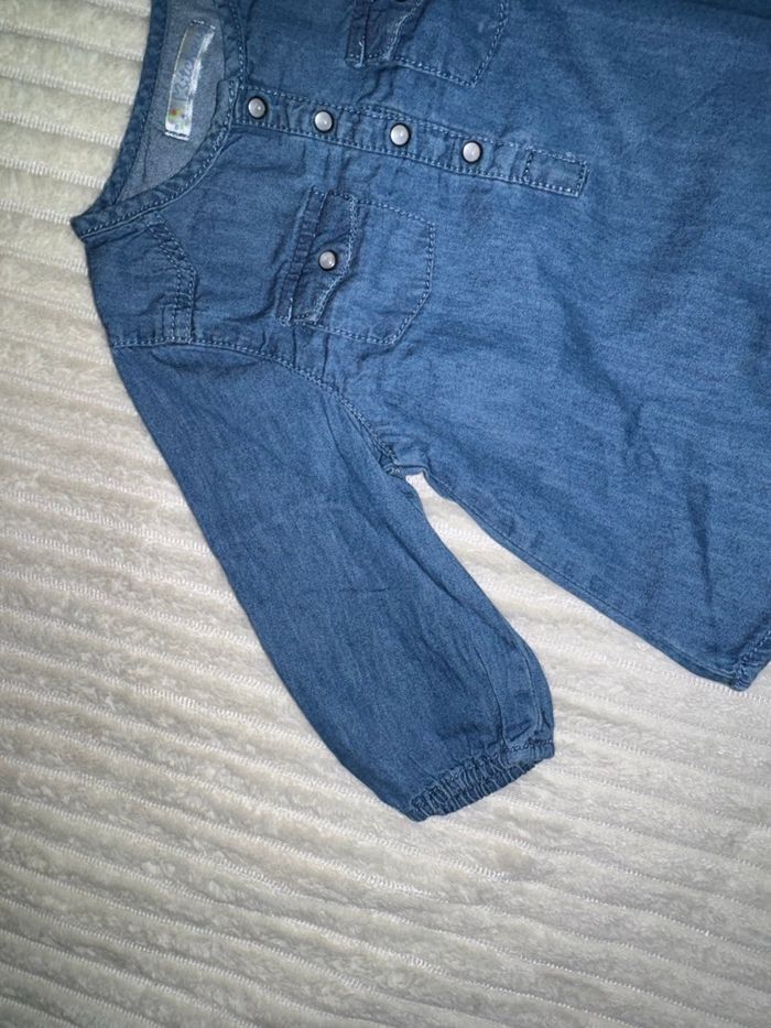 Blouse  en jean - fille - ktchoun  - 6 mois - très bon état