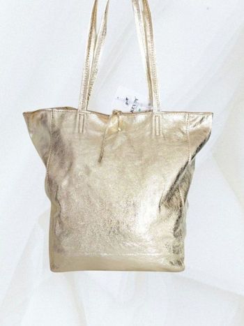 Cabas A4 cuir irisé très chic or