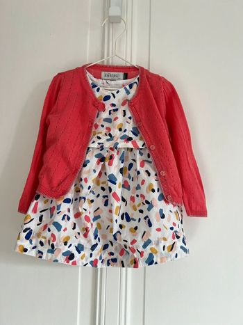 Ensemble Jean Bourget 12 mois robe + gilet
