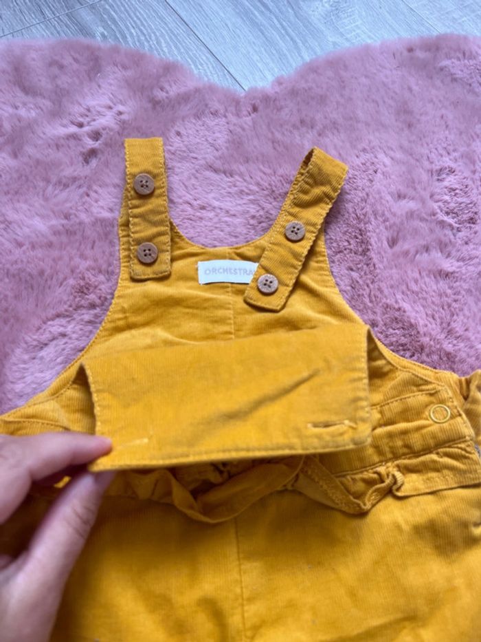 Salopette velours hiver fille jaune moutarde 6 mois - photo numéro 3