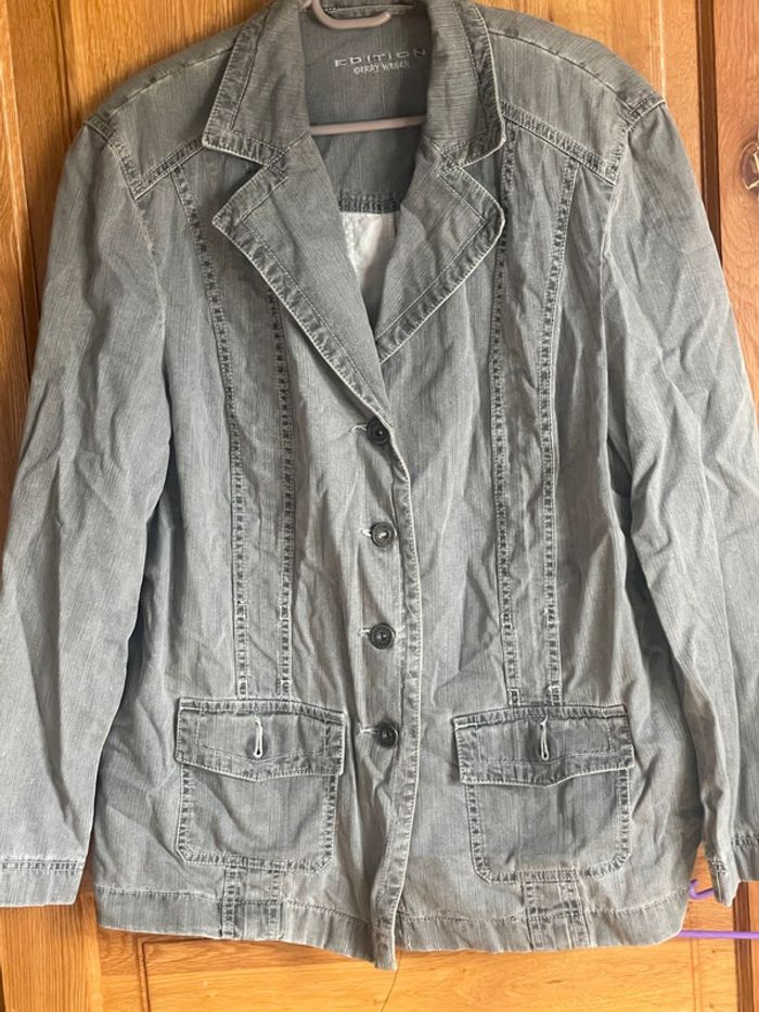 Veste grise en jean - photo numéro 2