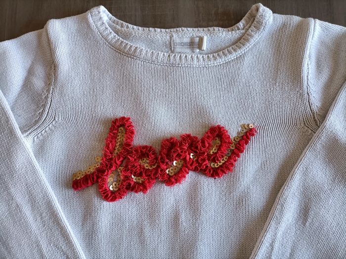 Pull blanc en coton Love Orchestra 6 ans - photo numéro 2