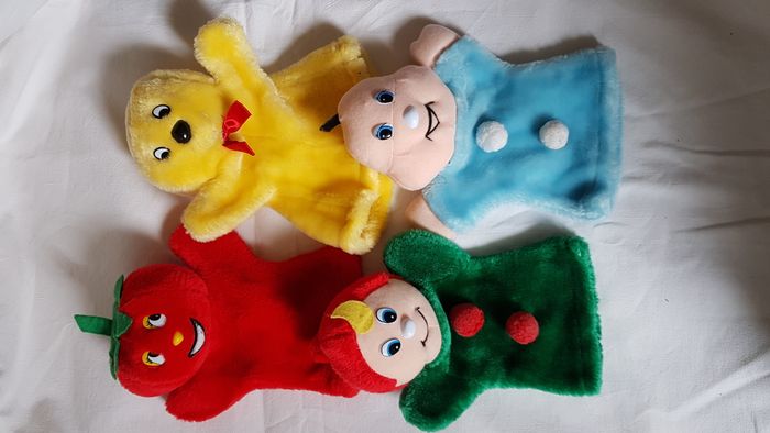 Rare Lot de 4 marionnettes en peluche publicitaire mamie nova vintage