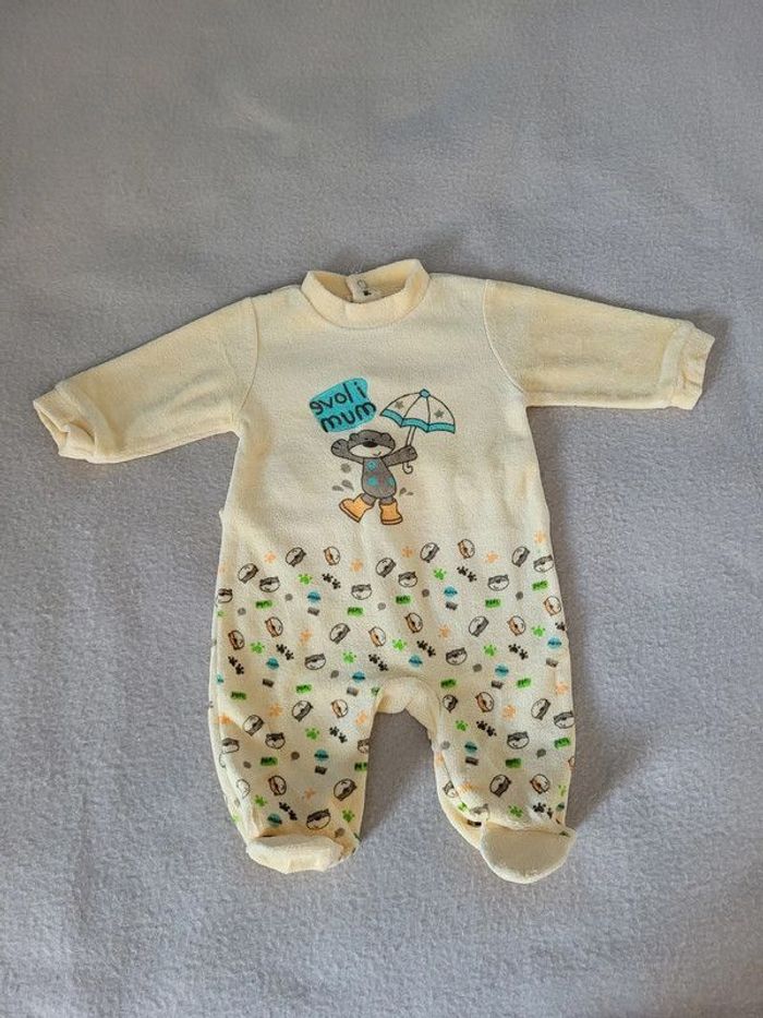 pyjama 1 mois jaune ourson