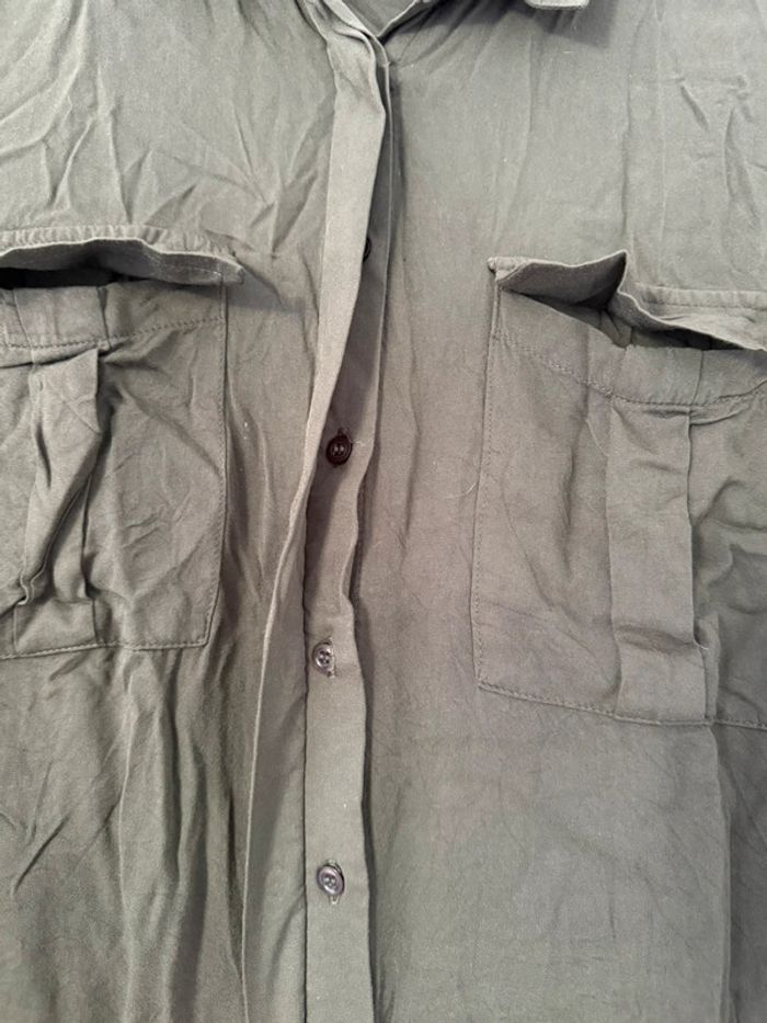 Haut chemise kaki unie basique simple manches longues - photo numéro 3