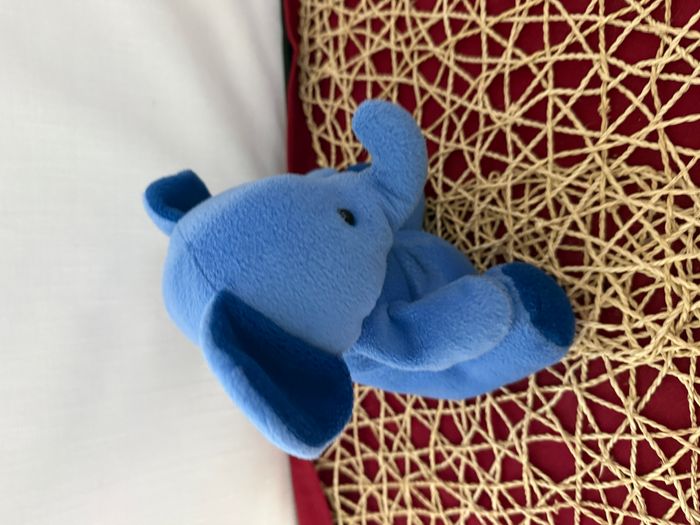 PELUCHE DOUDOU SUPER TOYS ELEPHANT BLEU ht18cm assis BILLES - photo numéro 5