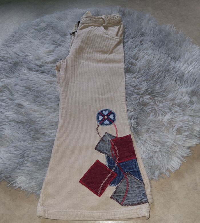 vintage pantalon évasé velours côtelé fille 4 ans - photo numéro 2