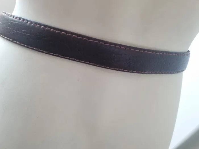 Ceinture en cuir marron et dore vintage - photo numéro 13