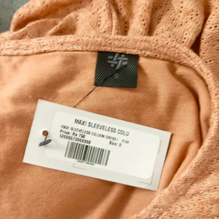 Robe Longue sans manche maille ajourée+ doublure - Corail - taille S A285 - photo numéro 8