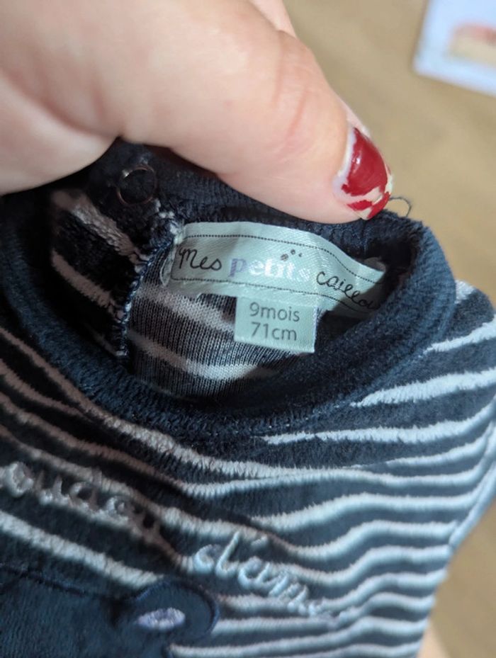 Pyjama velours deux pièces Mes Petits Cailloux 9 mois - photo numéro 4