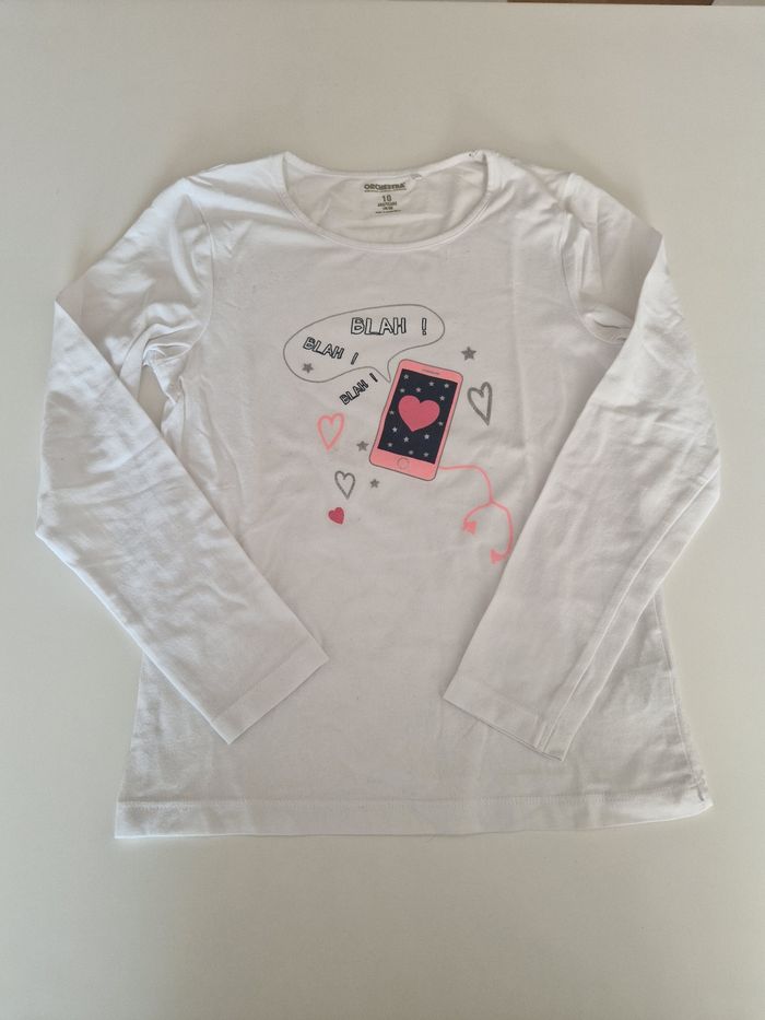 T-shirt manches longues fille 10 ans Orchestra téléphone