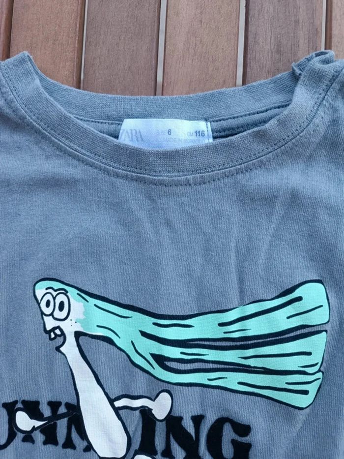 Tee shirt manches longues Zara poireau 116cm - photo numéro 2