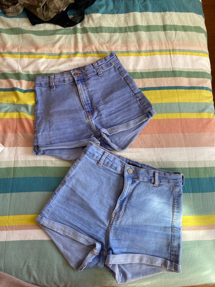 Lot de deux shorts taille haute en jean