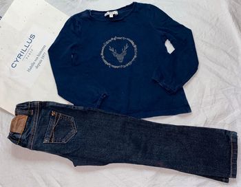 lot jeans + tshirt Cyrillus bon état 4 ans