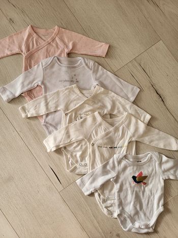 Lot de 5 bodys manches longues fille 1 mois
