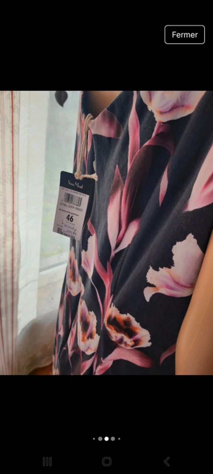 Belle Robe Vera Mont fr 48 neuve marine fleuries - photo numéro 8