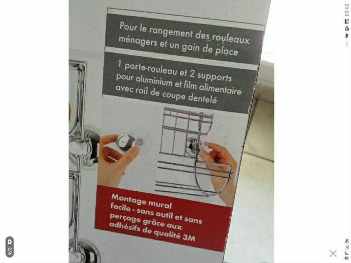 Porte rouleaux de cuisine  avec  système de fixation rapide  neuf - photo numéro 3