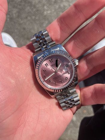 Seiko mod arabic dial rose