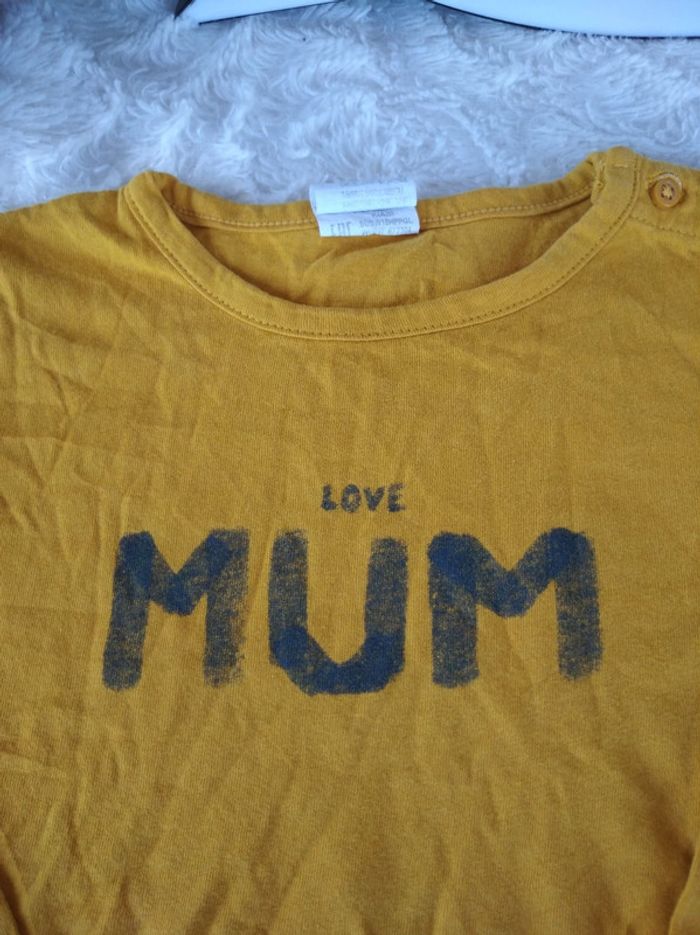 Tee shirt chemise manches longues Garçon 24 mois Love Mum Maman Kiabi 100% coton - photo numéro 4