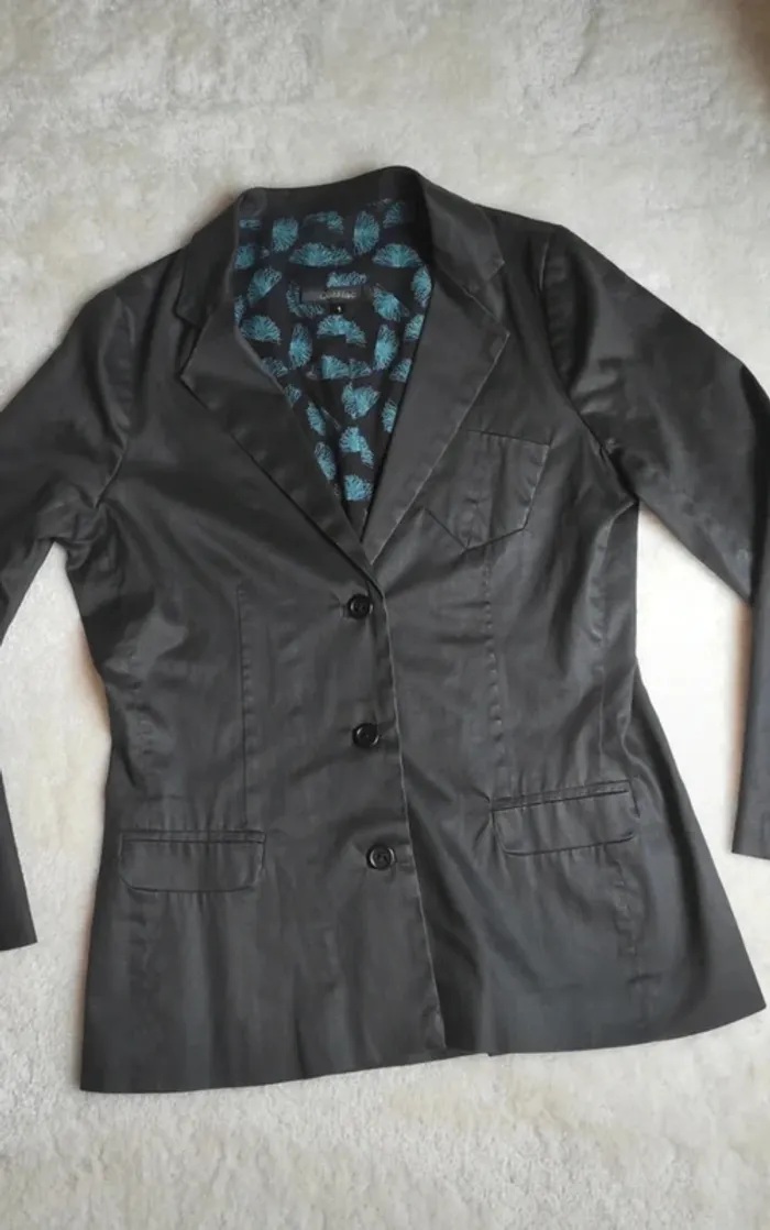 Veste blazer noir toile enduite Cotélac T1 coton élasthanne - photo numéro 6