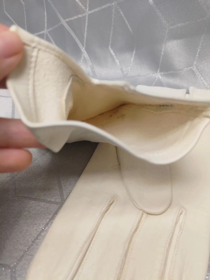 Gant en cuir blanc Buscarlet Millau - vintage taille 8 - photo numéro 6