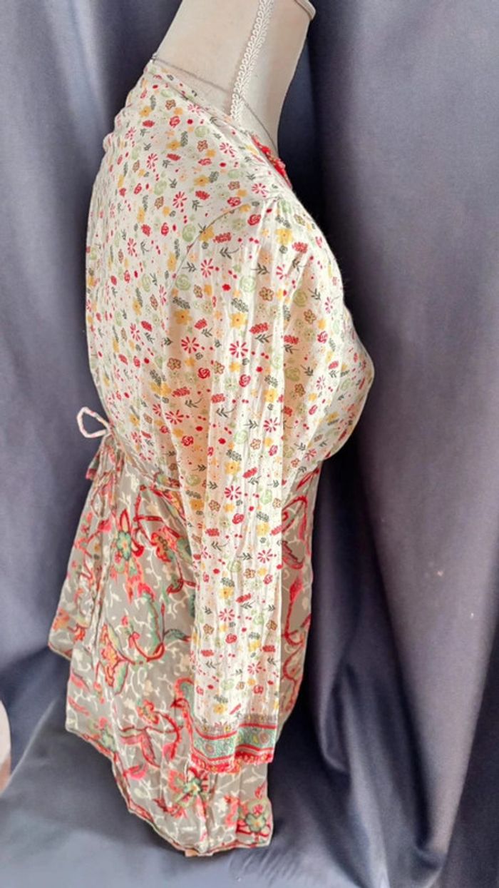 💕 top floral cintré manche 3/4 taille 36 s - photo numéro 4