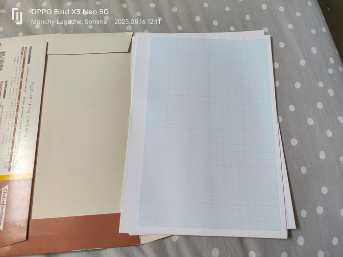 12 feuilles de papier vélin millimétré recto bistre verso bleu 21x29,7cm 90g/M2 clairefontaine  Réduction jusqu'à -70% - photo numéro 4