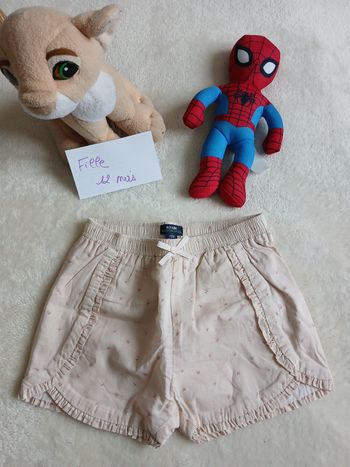 Short rose clair tres bon etat taille 12 mois fille 
