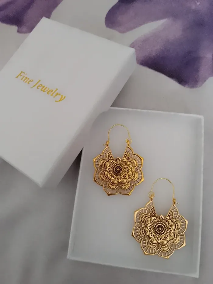 Créoles orientales dorées acier inoxydable