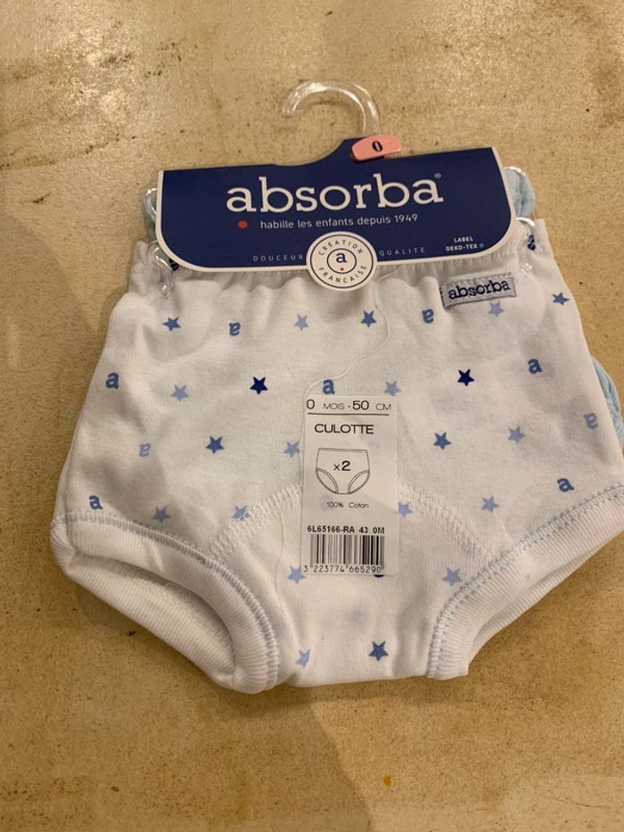 Lot 2 culottes bébé zéro mois naissance absorba neuves