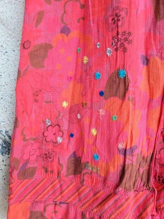 Superbe robe d'été coton IKKS rouge à motifs, 8 ans - photo numéro 6