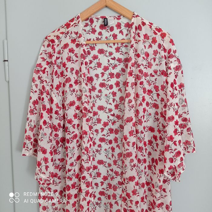 Kimono transparent à fleurs rouges t40 - photo numéro 7