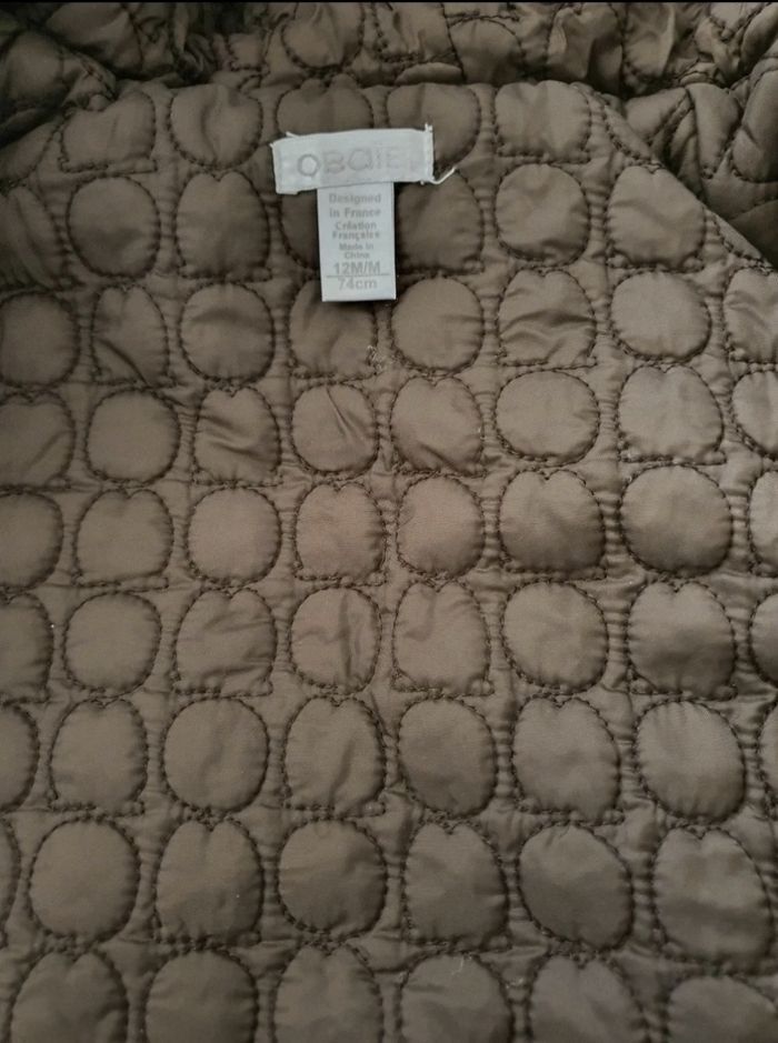 Manteau à capuche en velours marron Obaïbi 12 mois - photo numéro 7