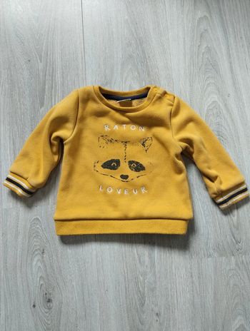 Pull chaud doux Tape à l'oeil raton loveur garçon 12 mois moutarde