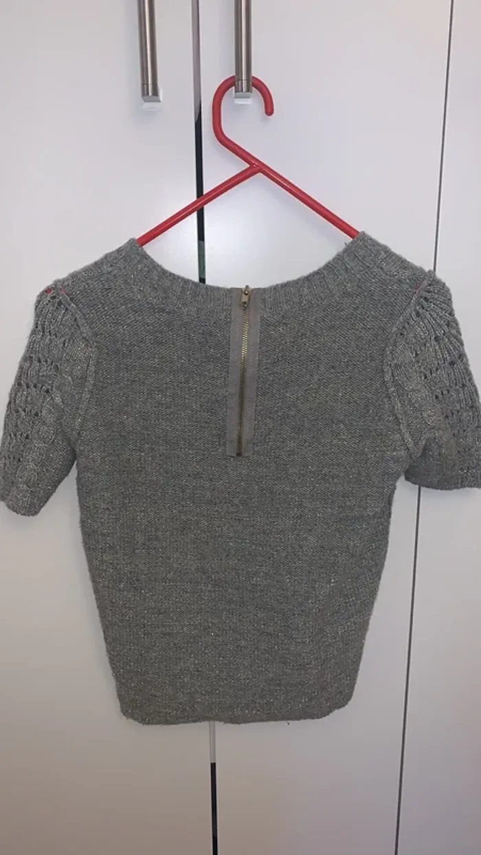 Petit pull manches courtes aéré à paillettes - photo numéro 2